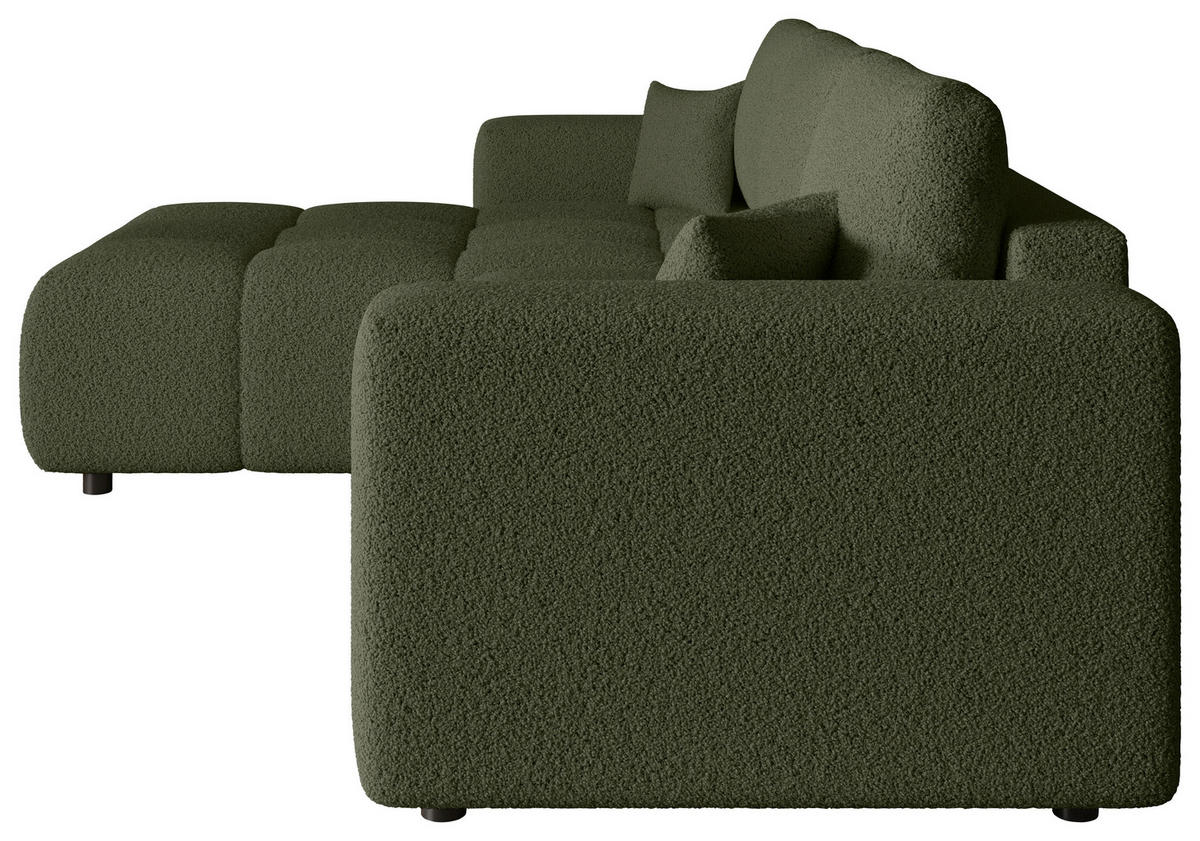 ECKSOFA  in Bouclé Grün  - Schwarz/Grün, MODERN, Kunststoff/Textil (190/280cm) - Carryhome