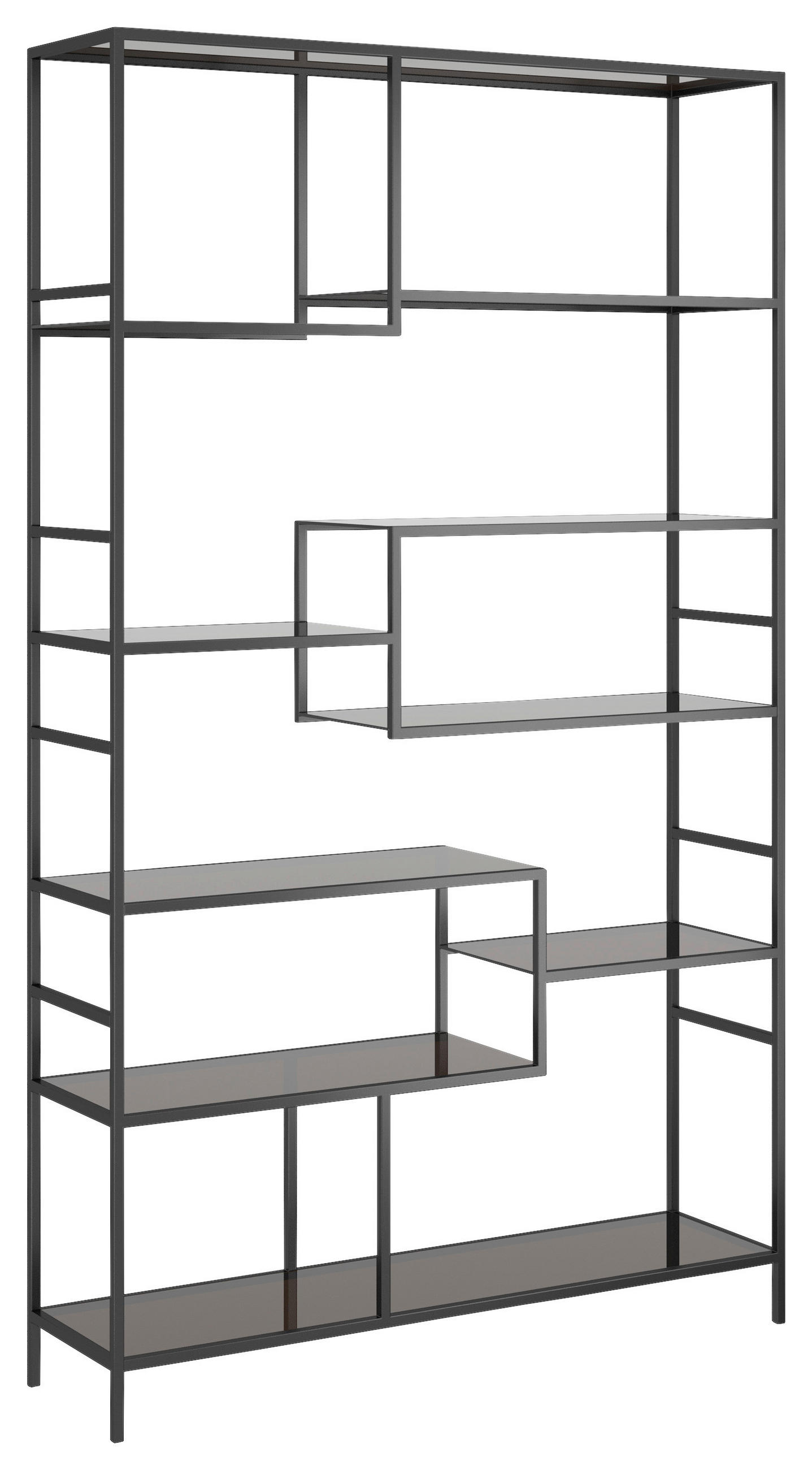 REGAL Anthrazit, Schwarz  - Anthrazit/Schwarz, Design, Glas/Metall (115/195/30cm) - Kare-Design