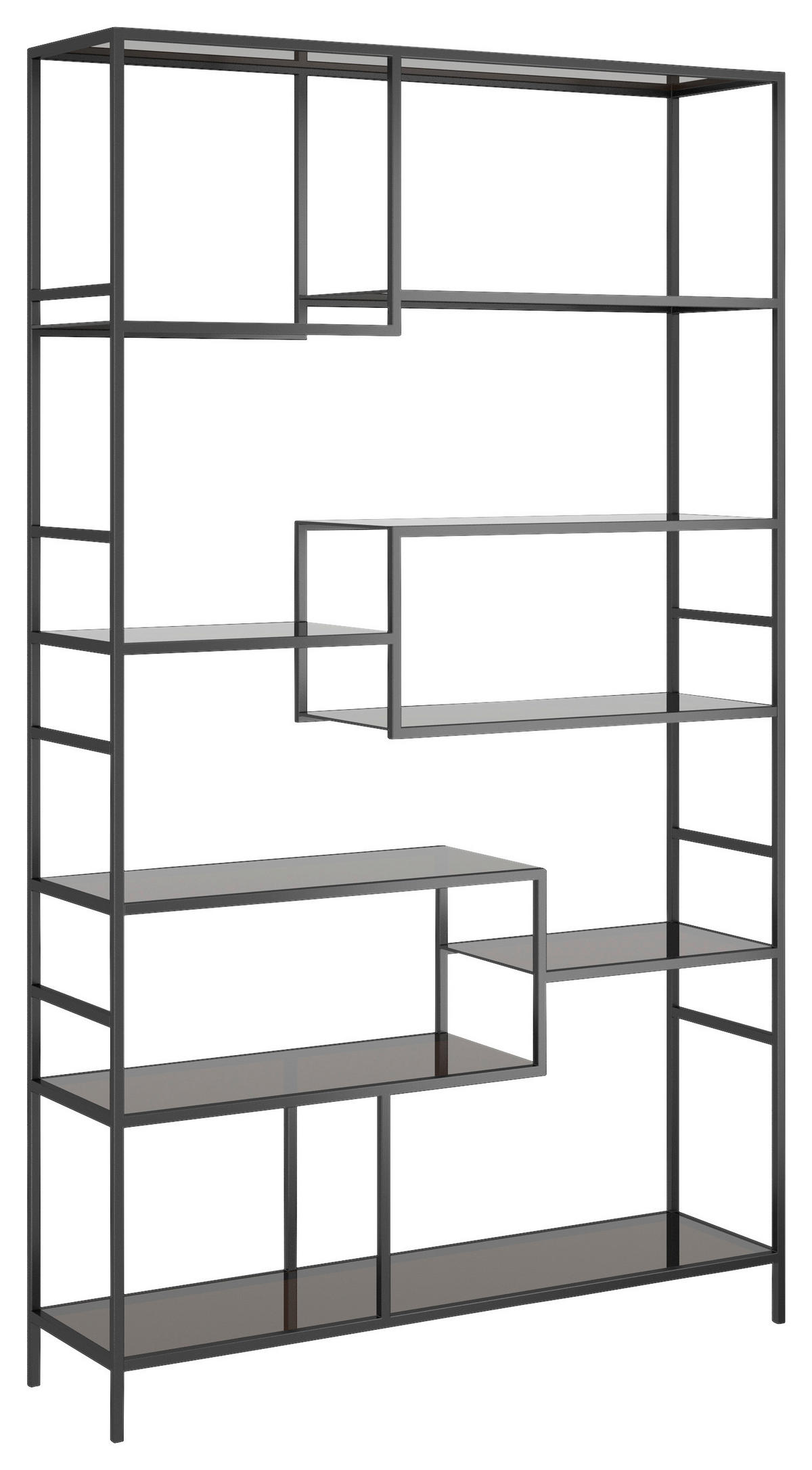 REGAL Anthrazit, Schwarz  - Anthrazit/Schwarz, Design, Glas/Metall (115/195/30cm) - Kare-Design