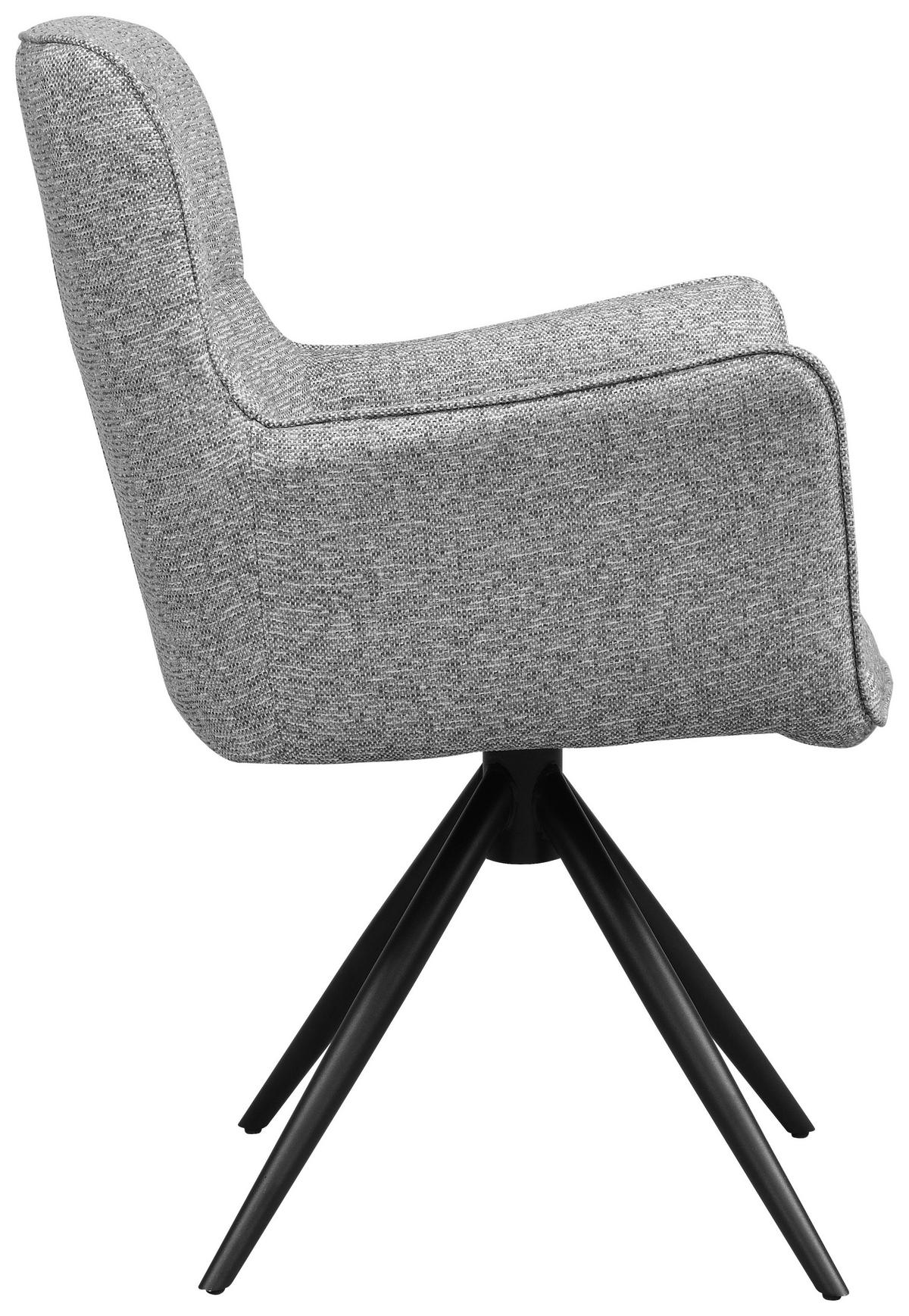 STOL MED ARMSTÖD järn vävt tyg  - ljusgrå/svart, Design, metall/textil (61/89/63.5cm) - Carryhome