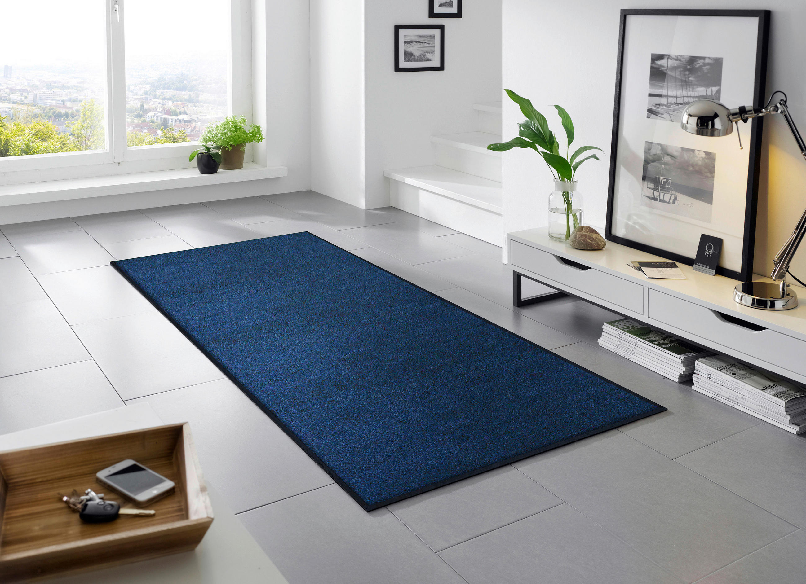 LÄUFER 75/190 cm Navy  - Dunkelblau, KONVENTIONELL, Kunststoff/Textil (75/190cm) - wash+dry