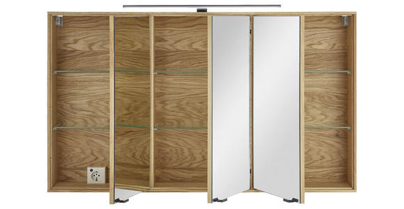 SPIEGELSCHRANK 120/70/20 cm  - Eichefarben/Schwarz, KONVENTIONELL, Glas/Holz (120/70/20cm) - Linea Natura