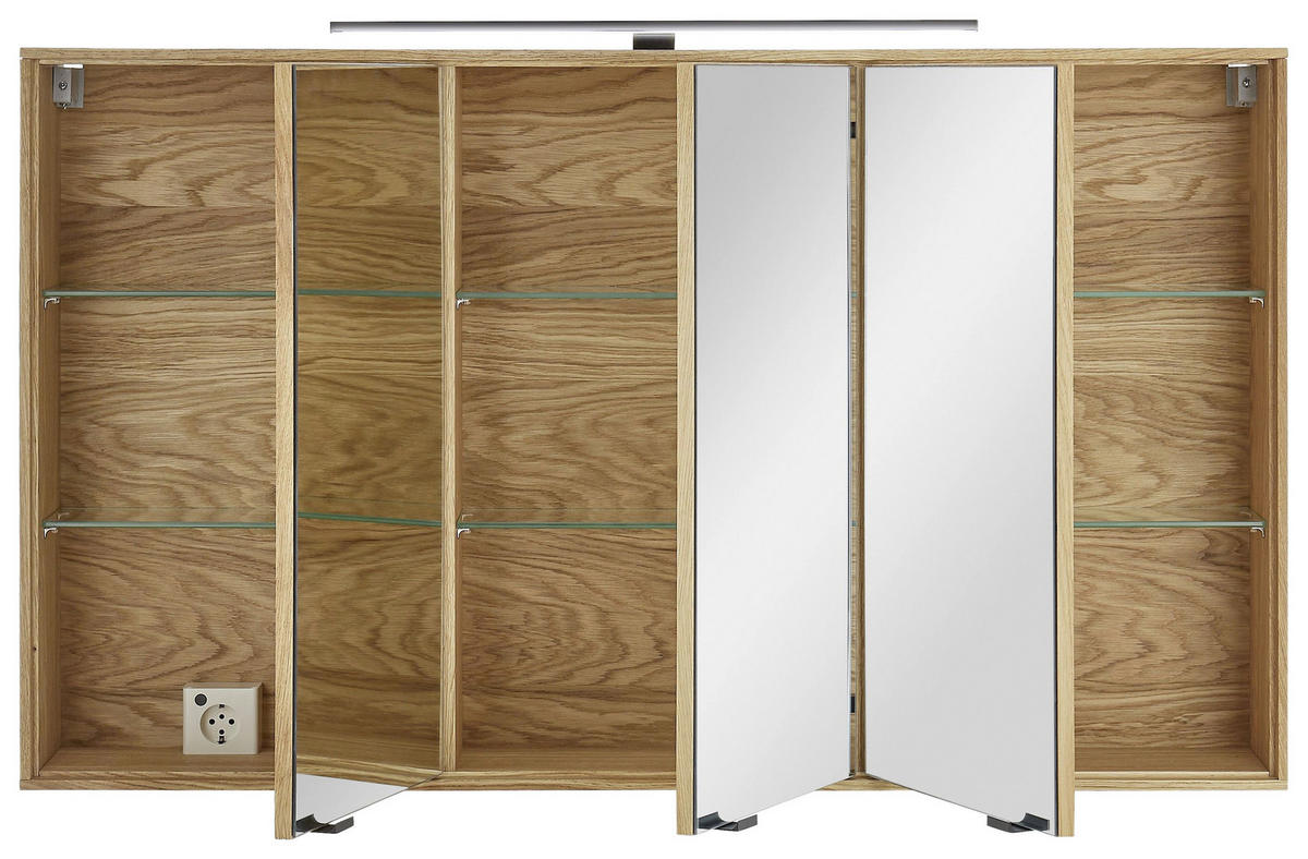 SPIEGELSCHRANK 120/70/20 cm  - Eichefarben/Schwarz, KONVENTIONELL, Glas/Holz (120/70/20cm) - Linea Natura
