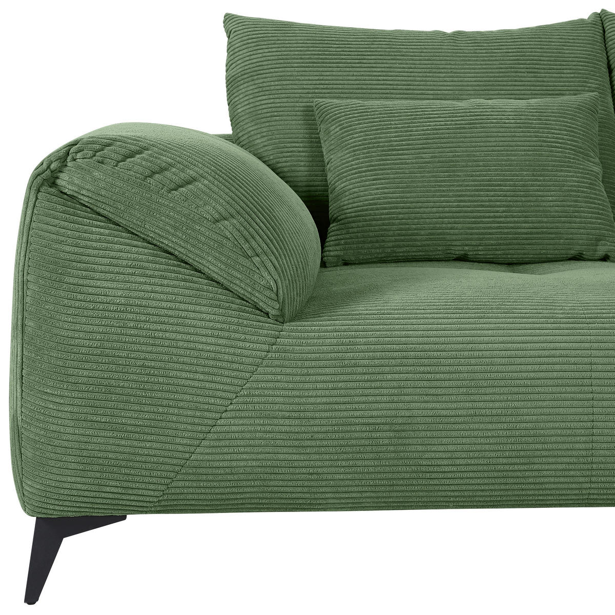 ECKSOFA in Cord Olivgrün  - Schwarz/Olivgrün, Konventionell, Textil/Metall (311/176cm) - Carryhome