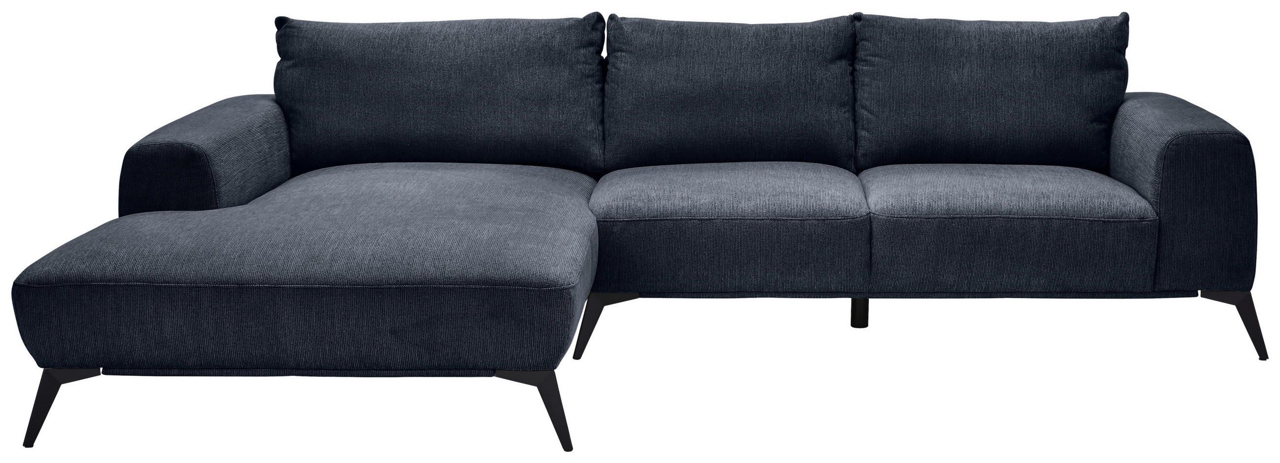 ECKSOFA in Webstoff Dunkelblau  - Schwarz/Dunkelblau, Design, Textil/Metall (187/298cm) - Stylife