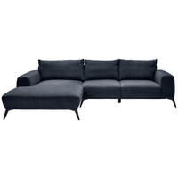 ECKSOFA in Webstoff Dunkelblau  - Schwarz/Dunkelblau, Design, Textil/Metall (187/298cm) - Stylife