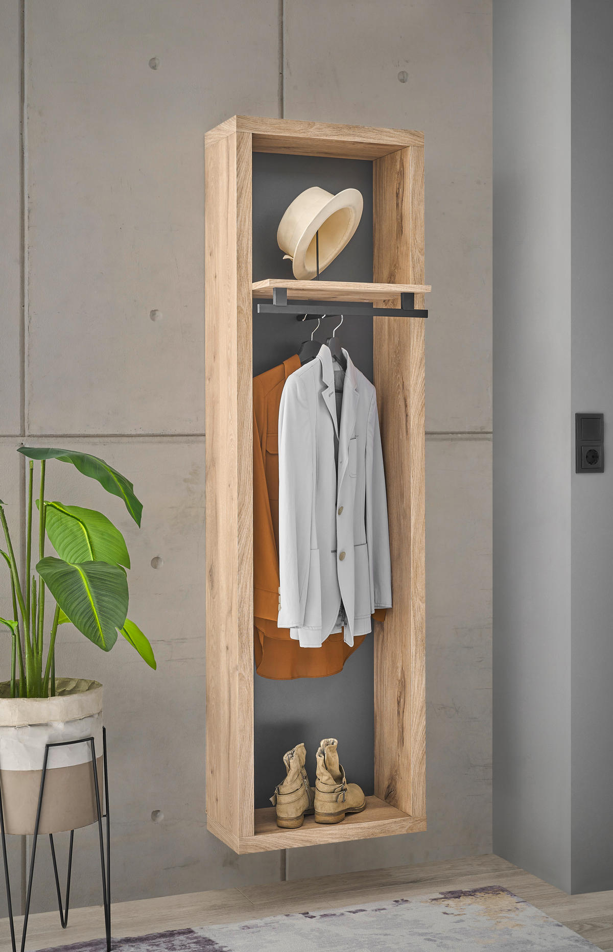GARDEROBENPANEEL  in 51/178/35 cm  - Eichefarben/Anthrazit, Basics, Holzwerkstoff (51/178/35cm) - Carryhome