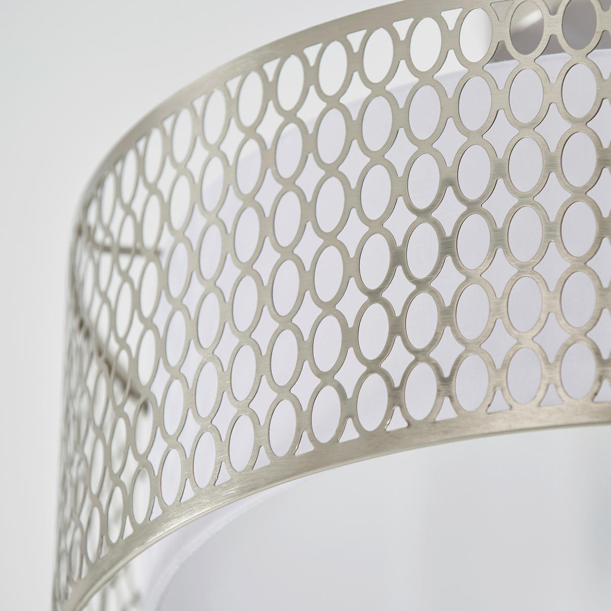 DECKENLEUCHTE Cordero 43/26 cm   - Weiß/Nickelfarben, KONVENTIONELL, Glas/Textil (43/26cm) - ENDON