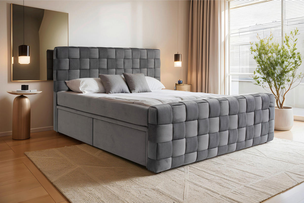 BOXBETT 140/200 cm  in Graphitfarben  - Graphitfarben, MODERN, Textil (140/200cm) - Livetastic