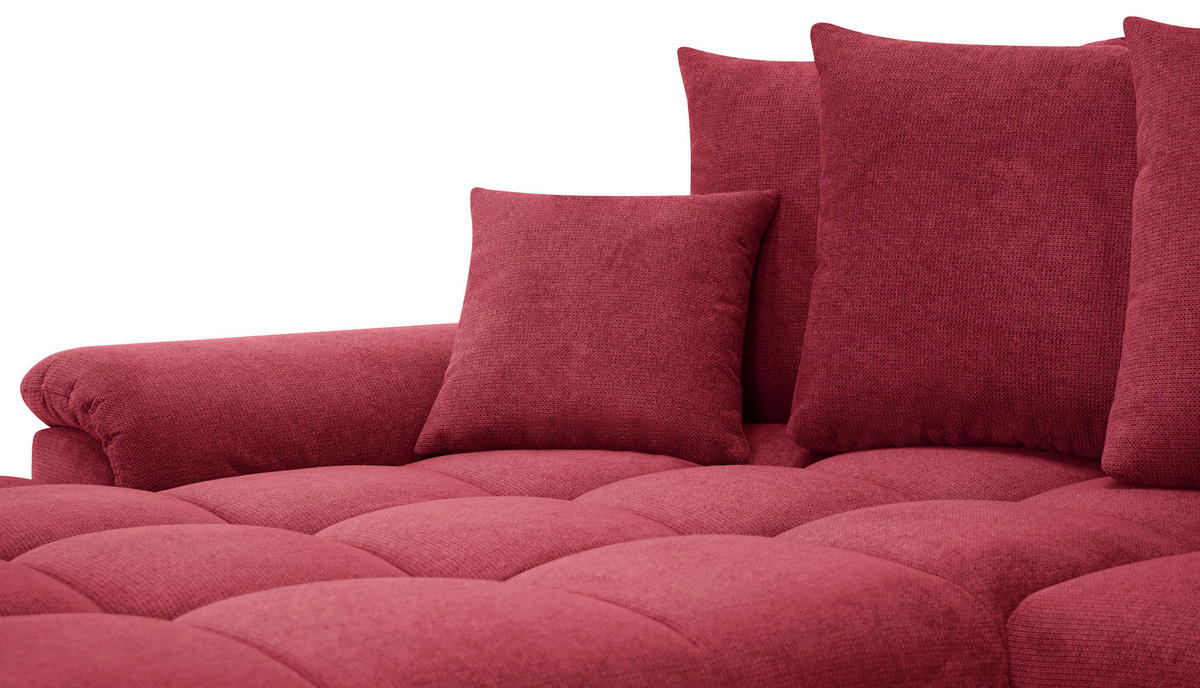 ECKSOFA in Flachgewebe, Mikrofaser Rot  - Chromfarben/Rot, Design, Kunststoff/Textil (198/312cm) - Livetastic