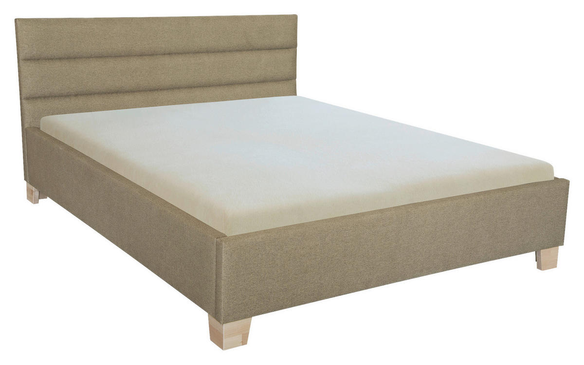 ČALÚNENÁ POSTEĽ, 160/200 cm, zlatohnedá - zlatohnedá/farba brezy, Basics, drevo/textil (160/200cm) - Cantus