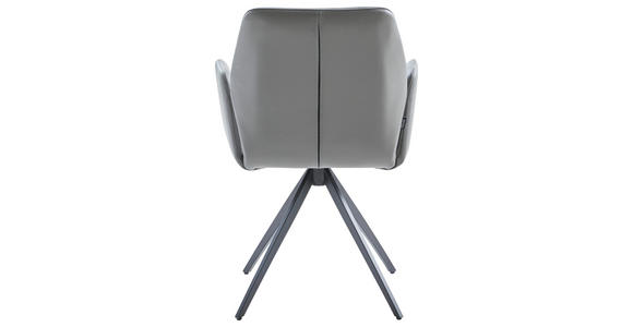 ARMLEHNSTUHL   Echtleder  - Schwarz/Grau, Design, Leder/Metall (58/88/59cm) - Novel