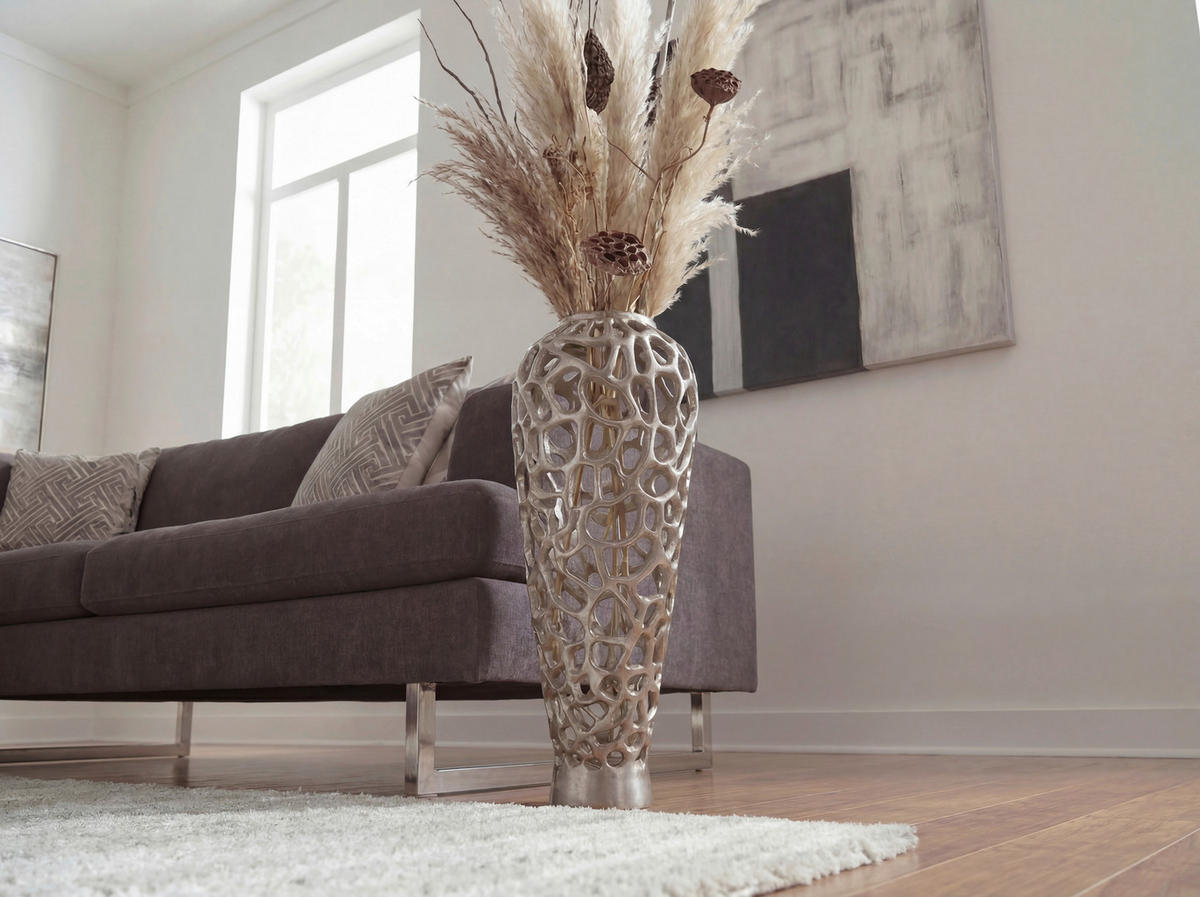 VASE 60 cm  - Silberfarben, Design, Metall (24/60cm) - Livetastic