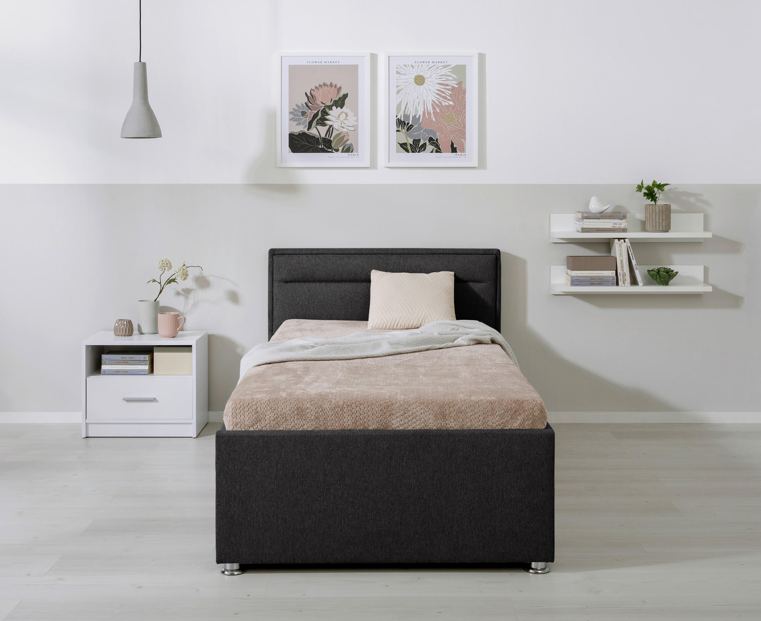 Livetastic Polsterbett Anthrazit 90x200 cm