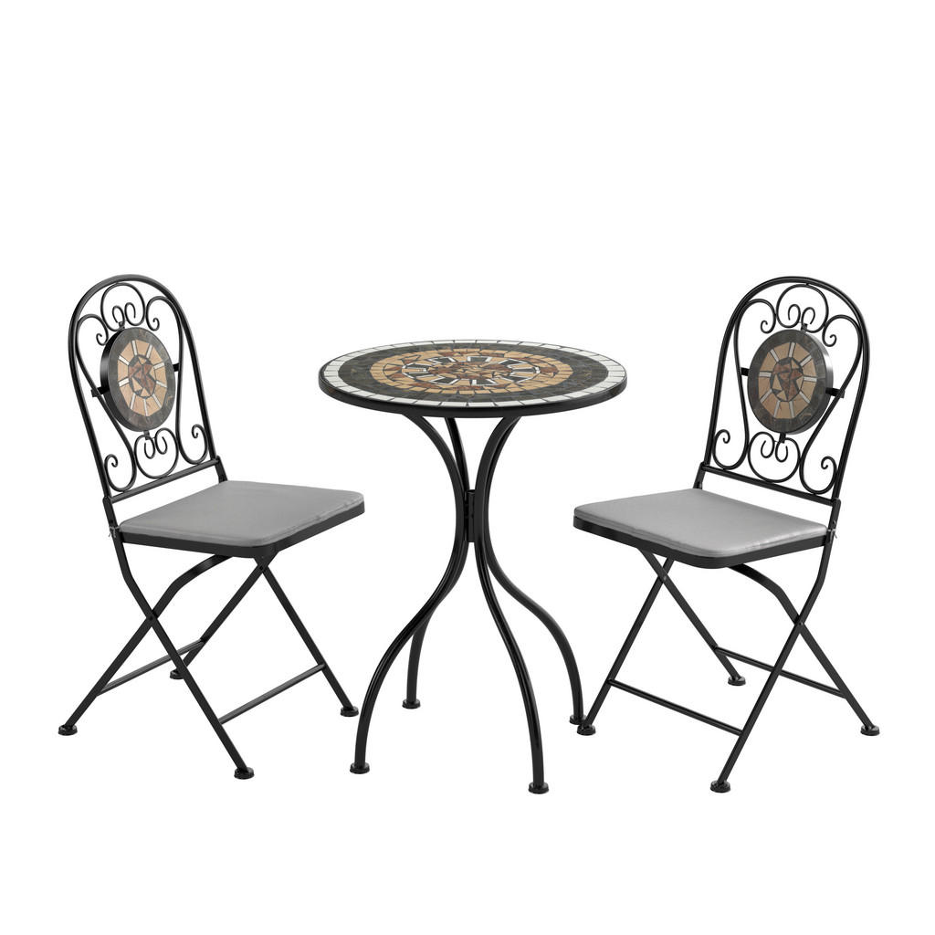 Balkonmöbel Set Andrea 2 aus Metall mit Kissen