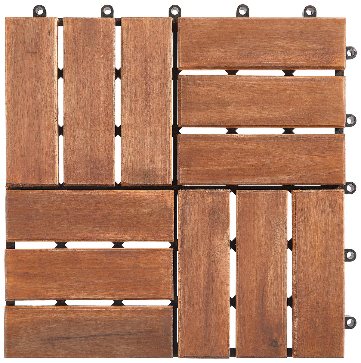TERRASSENFLIESE Akazie Quattro Holz, Kunststoff 10 Stück  - Braun/Akaziefarben, KONVENTIONELL, Holz/Kunststoff (30/30/2,4cm) - Ambia Garden