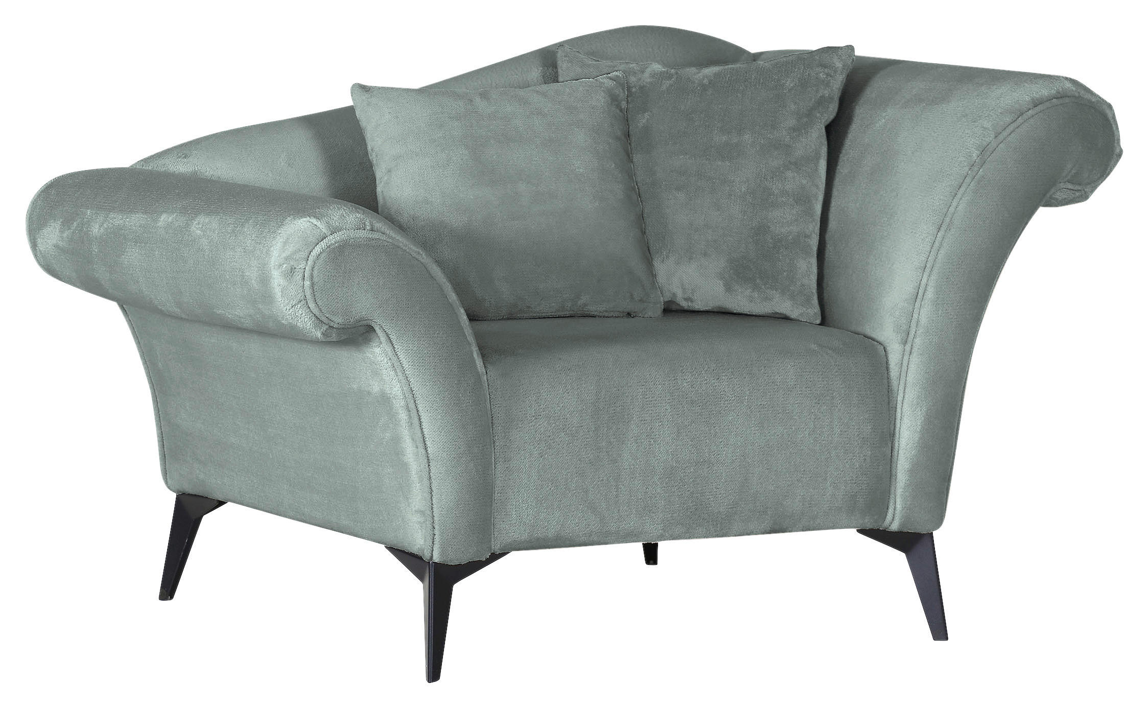 SESSEL in Chenille Hellblau  - Schwarz/Hellblau, Design, Textil/Metall (138/83/85cm)