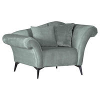 SESSEL in Chenille Hellblau  - Schwarz/Hellblau, Design, Textil/Metall (138/83/85cm)