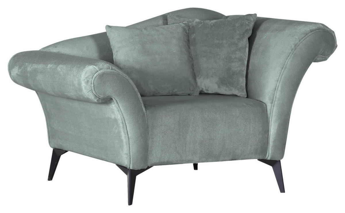 SESSEL in Chenille Hellblau  - Schwarz/Hellblau, Design, Textil/Metall (138/83/85cm)