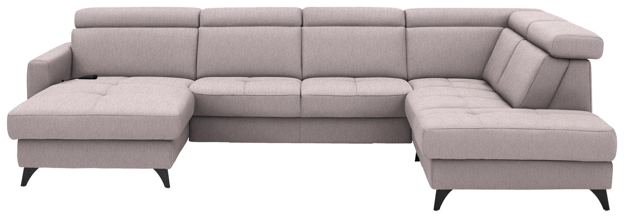 WOHNLANDSCHAFT  Flachgewebe Altrosa  - Schwarz/Altrosa, Konventionell, Textil/Metall (174/333/215cm) - Beldomo System