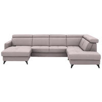 WOHNLANDSCHAFT Flachgewebe Altrosa  - Schwarz/Altrosa, Konventionell, Textil/Metall (174/333/215cm) - Beldomo System