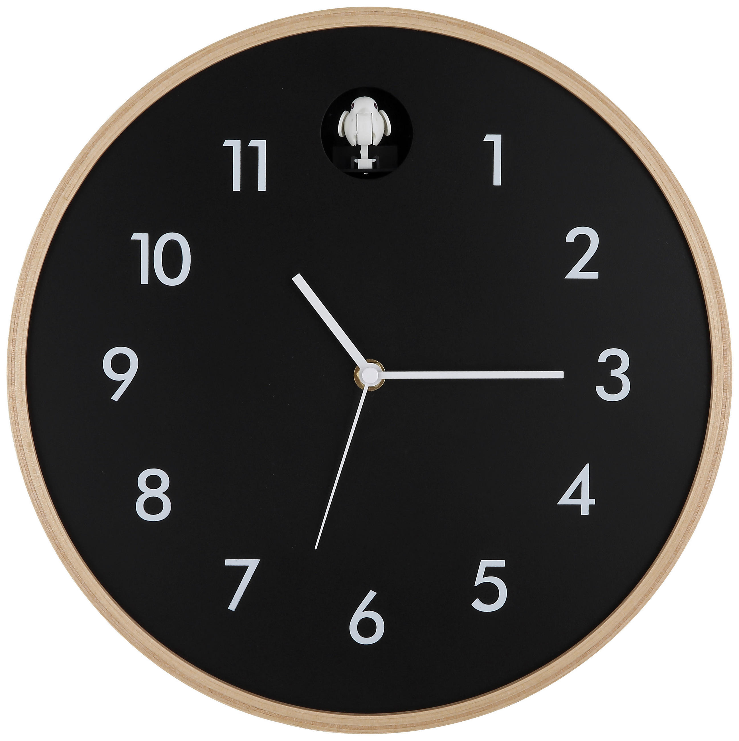 WANDUHR 31,5 cm   - Schwarz/Naturfarben, LIFESTYLE, Holz/Holzwerkstoff (31,5cm) - Novel