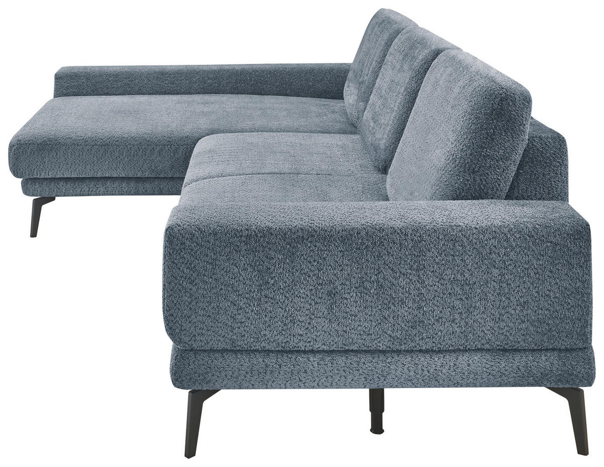 ECKSOFA Blau Chenille  - Blau/Schwarz, KONVENTIONELL, Textil/Metall (184/294cm) - SetOne by Musterring