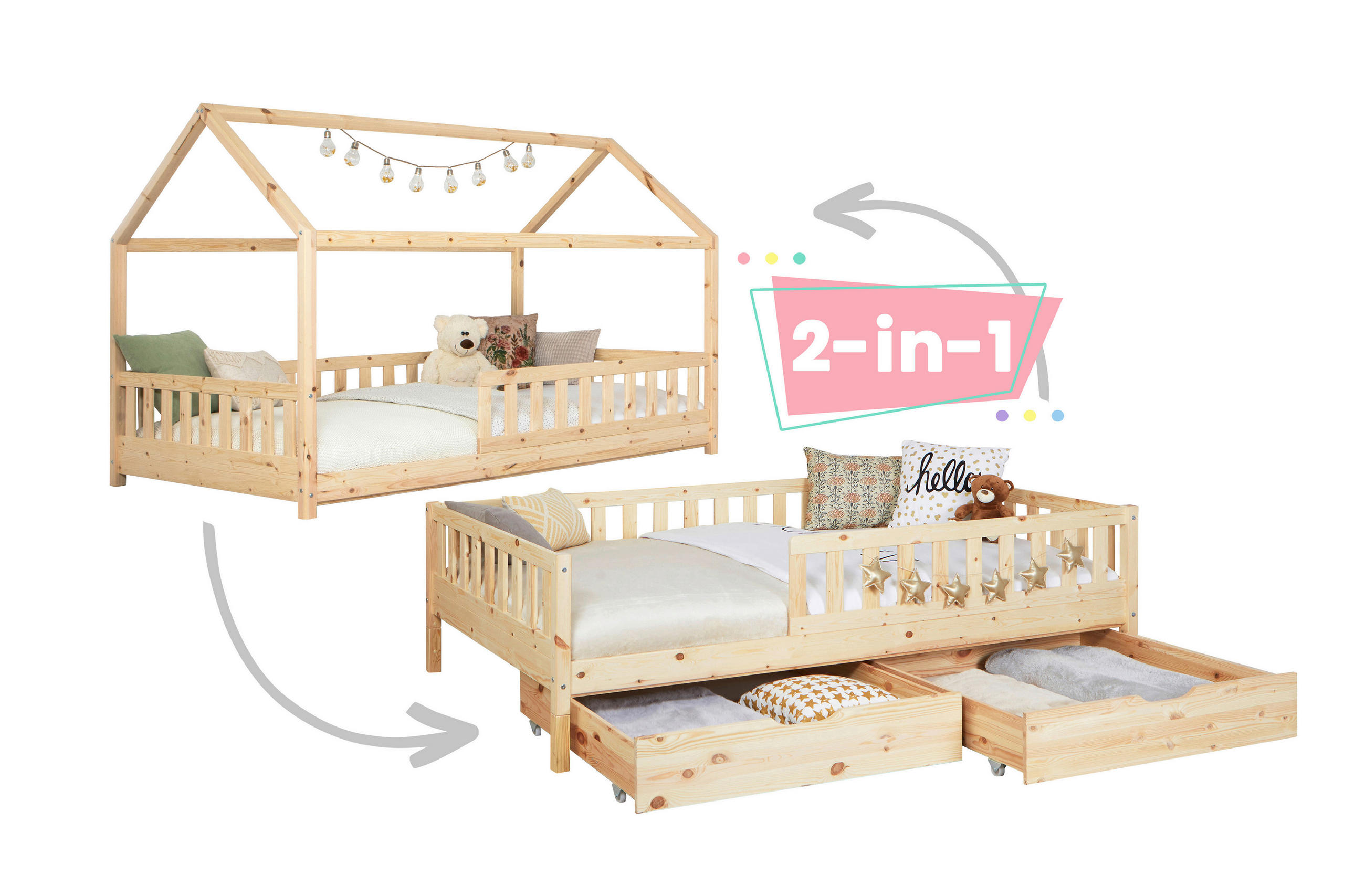 STAURAUMBETT 100/200 cm in Naturfarben - Naturfarben, MODERN, Holz (100/200cm) - MID.YOU