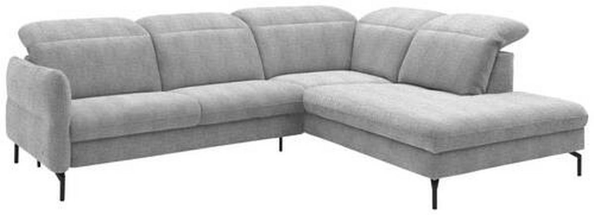 ECKSOFA in Flachgewebe Hellgrau  - Hellgrau/Schwarz, Design, Textil/Metall (299-313/233cm) - Dieter Knoll