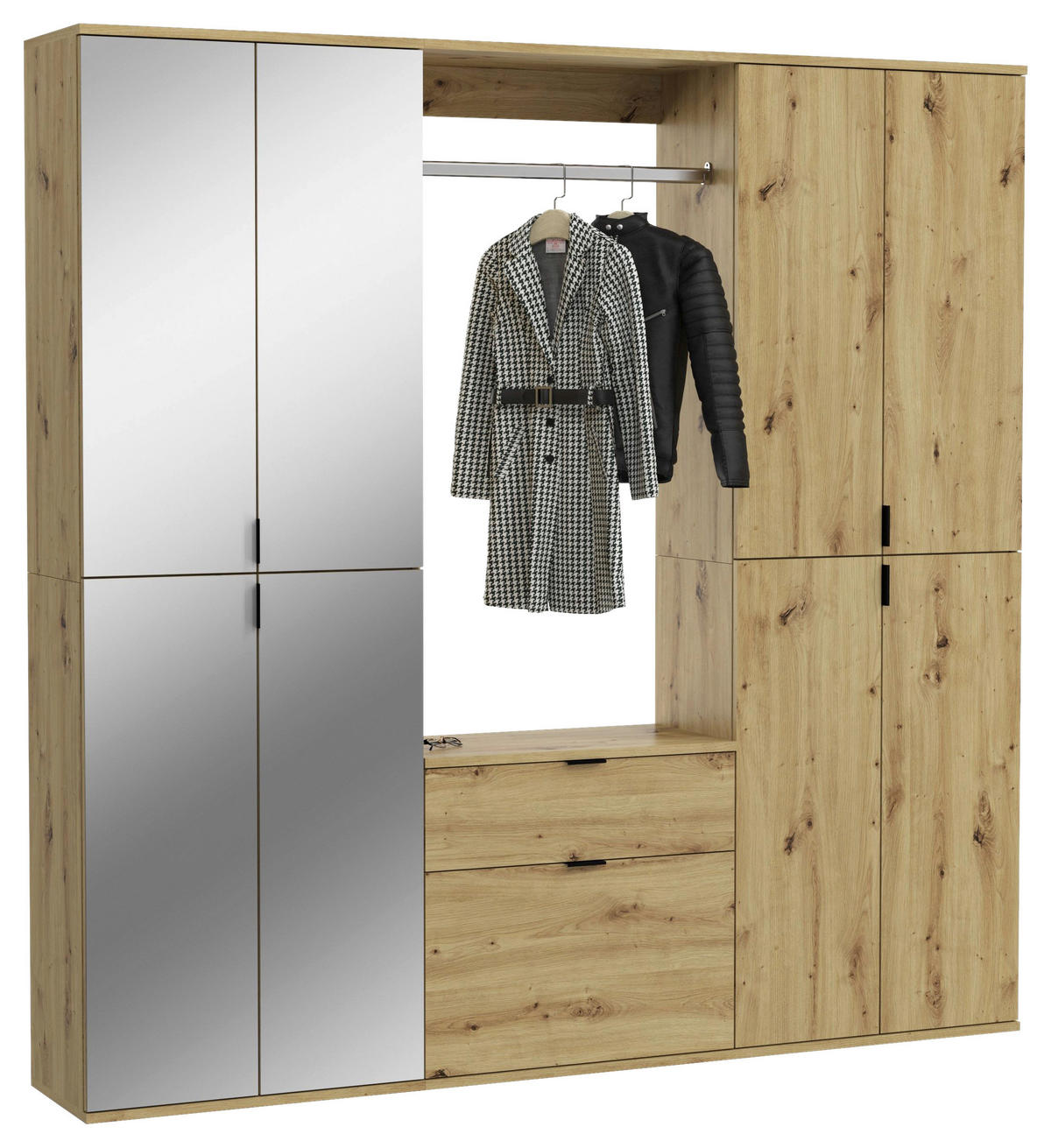 GARDEROBE 3-teilig 183/193/34 cm  - Konventionell, Glas/Holzwerkstoff (183/193/34cm) - MID.YOU
