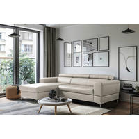 ECKSOFA Platinfarben Echtleder Lederlook Bettkasten, Rücken echt, Kopfteilverstellung  - Platinfarben/Schwarz, Design, Leder/Textil (173/247cm) - Livetastic