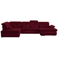 WOHNLANDSCHAFT  in Mikrofaser Weinrot  - Chromfarben/Weinrot, Design, Holzwerkstoff/Textil (260/371/195cm) - Beldomo Style