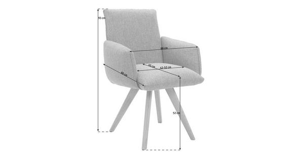ARMLEHNSTUHL Webstoff Wildeiche massiv, Sperrholz Grün, Eichefarben - Eichefarben/Grün, Natur, Holz/Textil (66/93/66cm) - Voleo