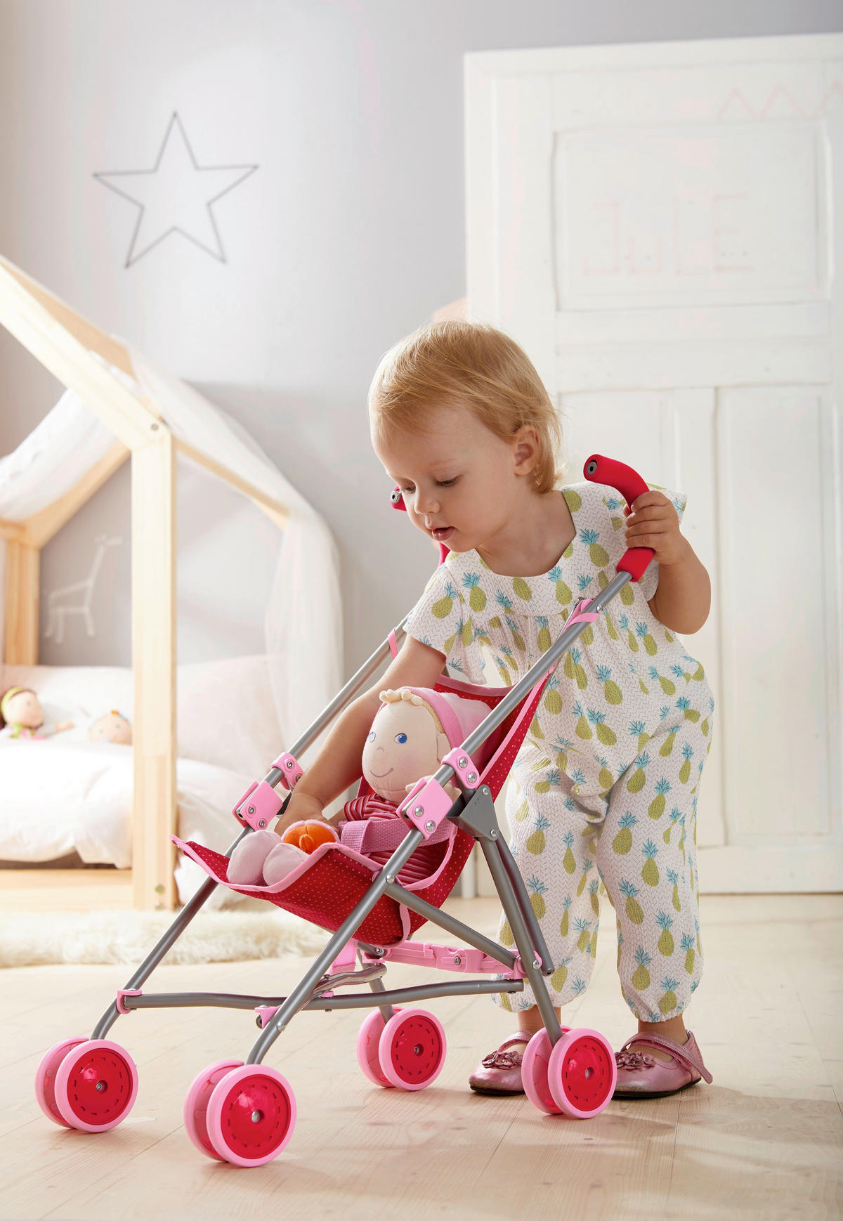 PUPPENBUGGY - Pink/Rosa, Basics, Kunststoff/Textil (25/63/25cm) - Haba