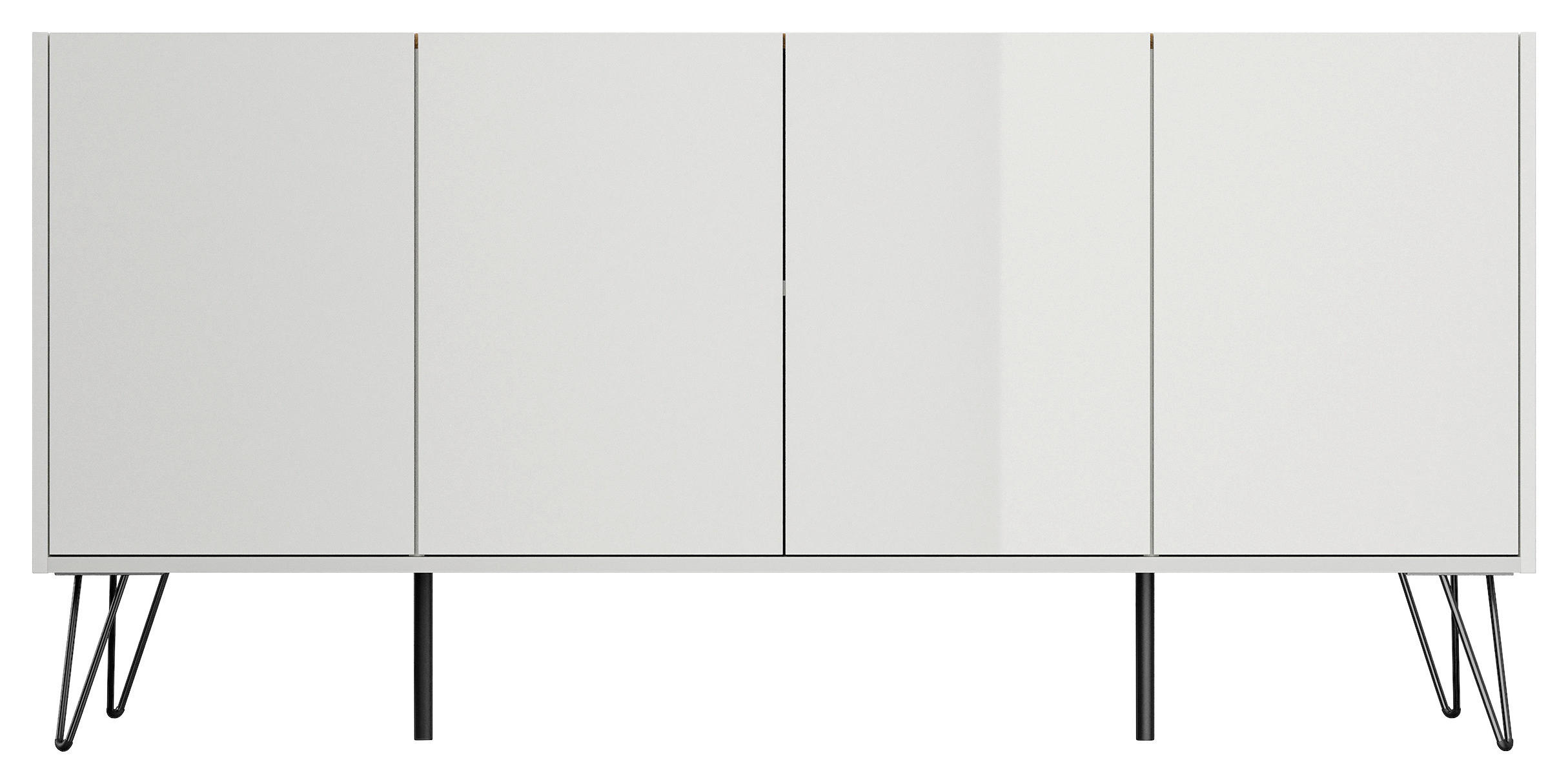 SIDEBOARD Posseik Industrial 155/75,8/42 cm  - Weiß Hochglanz/Eichefarben, Design, Holzwerkstoff/Metall (155/75,8/42cm) - MID.YOU