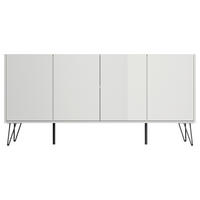 SIDEBOARD Posseik Industrial 155/75,8/42 cm  - Weiß Hochglanz/Eichefarben, Design, Holzwerkstoff/Metall (155/75,8/42cm) - MID.YOU