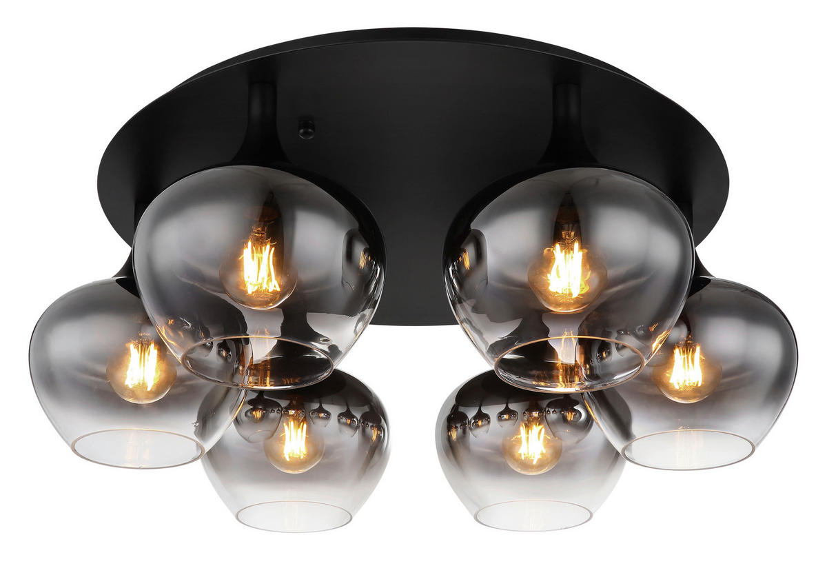 DECKENLEUCHTE 65/25,5 cm   - Schwarz, Design, Glas/Metall (65/25,5cm) - Globo