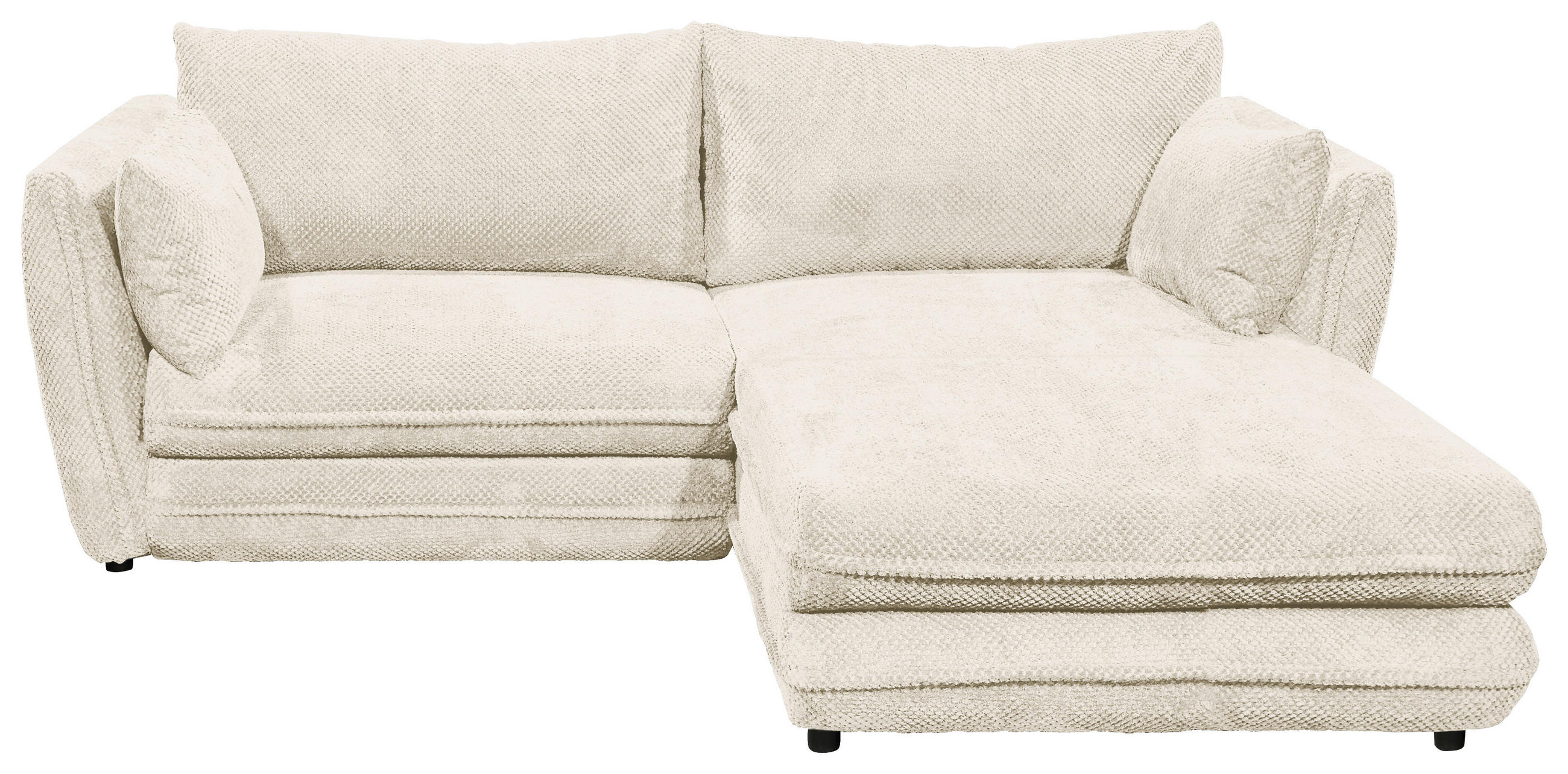 ECKSOFA Beige Mikrovelours  - Beige/Schwarz, KONVENTIONELL, Kunststoff/Textil (240/192cm) - MID.YOU