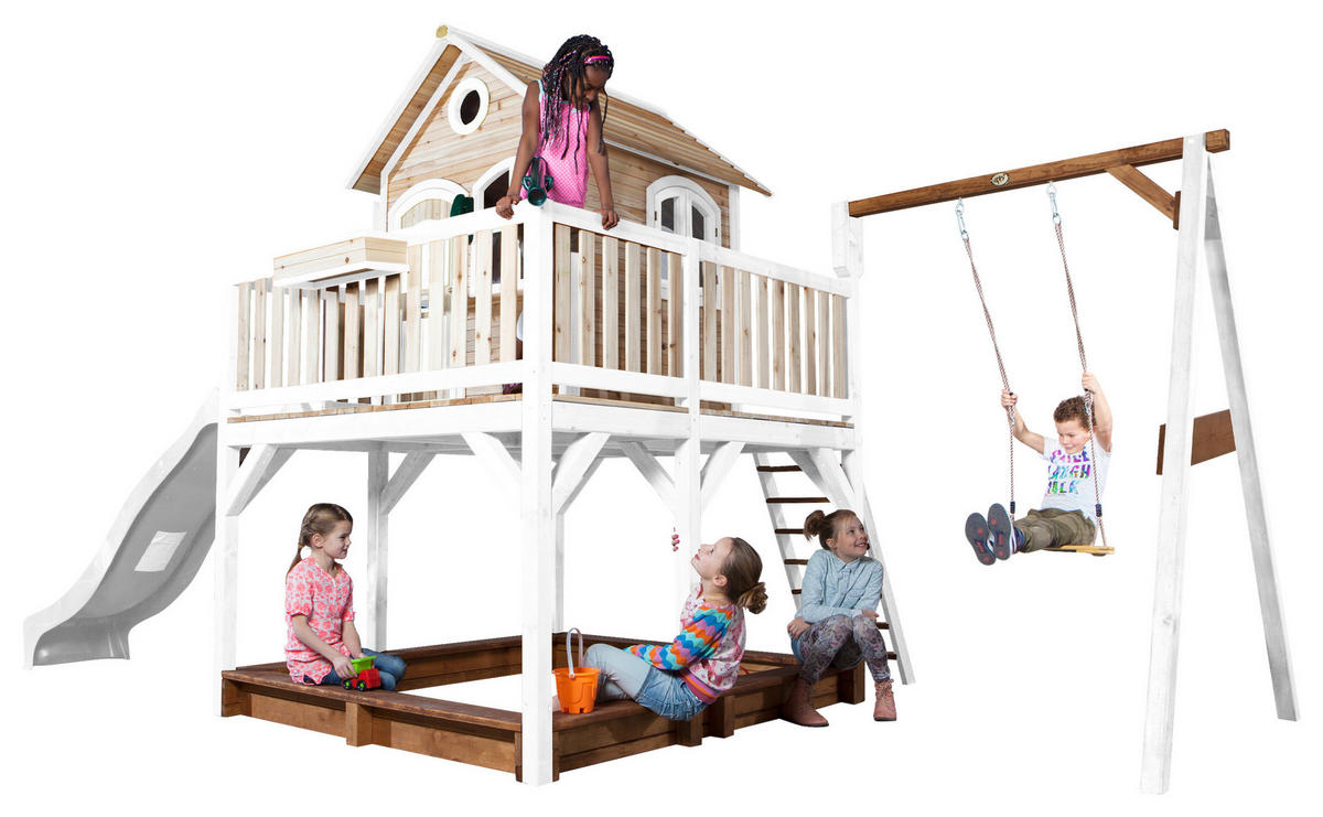 SPIELTURM 541/291/277 cm  - Braun/Weiß, KONVENTIONELL, Holz/Kunststoff (541/291/277cm) - Ambia Garden