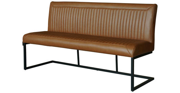 SITZBANK 170/92/63 cm  in Schwarz, Cognac  - Cognac/Schwarz, Design, Leder/Metall (170/92/63cm) - Ambia Home