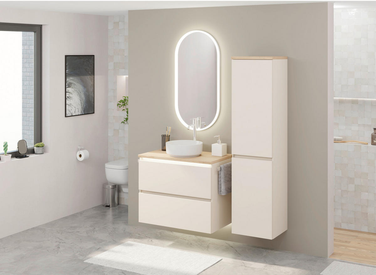 MIDISCHRANK 40,3/159,9/35 cm  - Sandfarben/Eichefarben, MODERN, Glas/Holzwerkstoff (40,3/159,9/35cm) - Celina Home