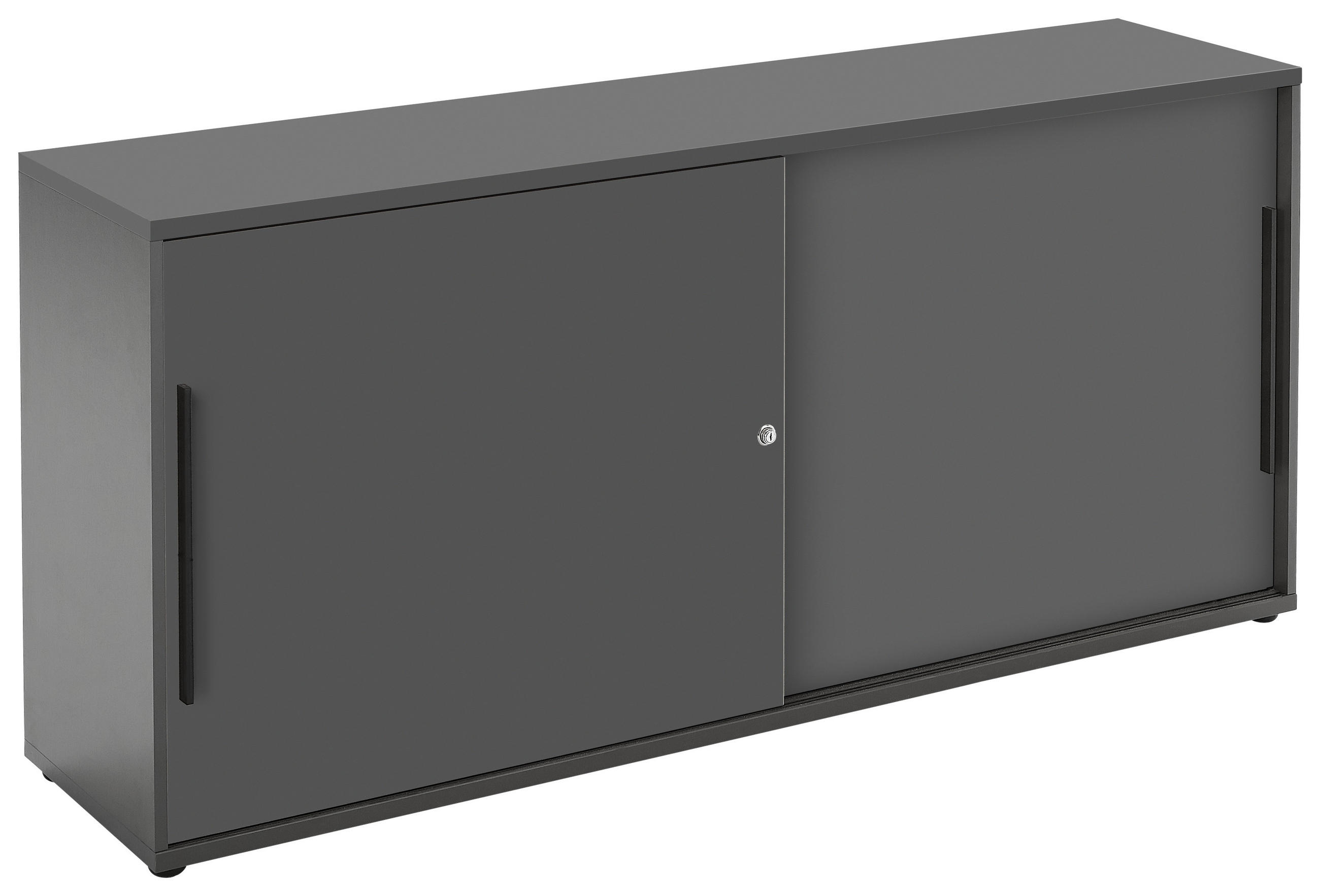 NISKA KOMODA   160/74/40 cm   boje grafita   - boje grafita/crna, Moderno, drvni materijal/metal (160/74/40cm)