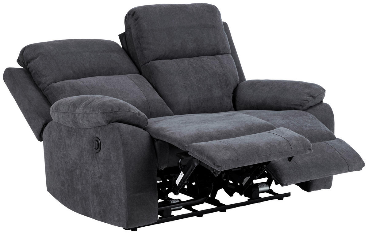 2-SITZER-SOFA in Chenille Dunkelgrau  - Dunkelgrau/Schwarz, Konventionell, Textil/Metall (143,5/98/95cm) - MID.YOU