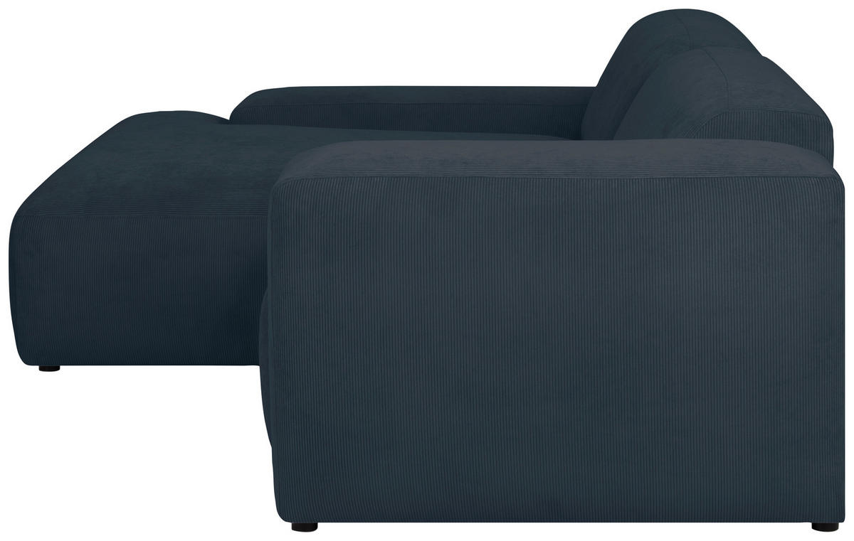 ECKSOFA in Cord Blau  170/252 cm  - Blau/Schwarz, Design, Kunststoff/Textil (170/252cm) - MID.YOU