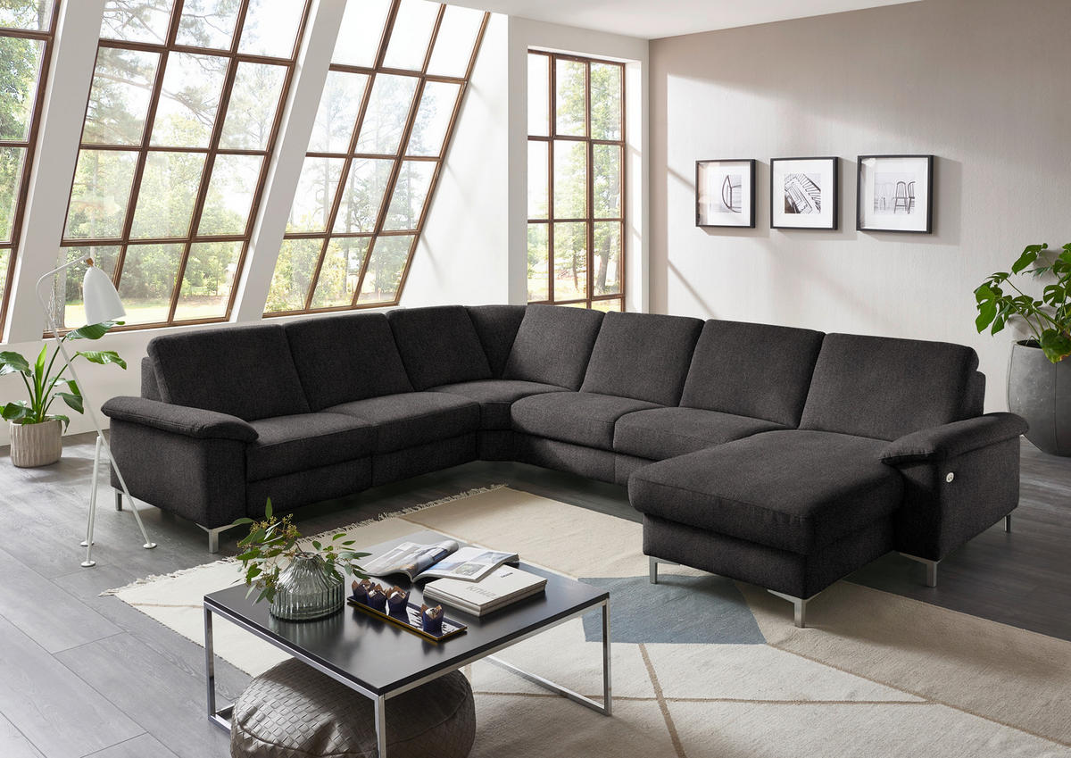 WOHNLANDSCHAFT in Chenille Graubraun  - Graubraun/Alufarben, Design, Textil/Metall (265/333/170cm) - Dieter Knoll