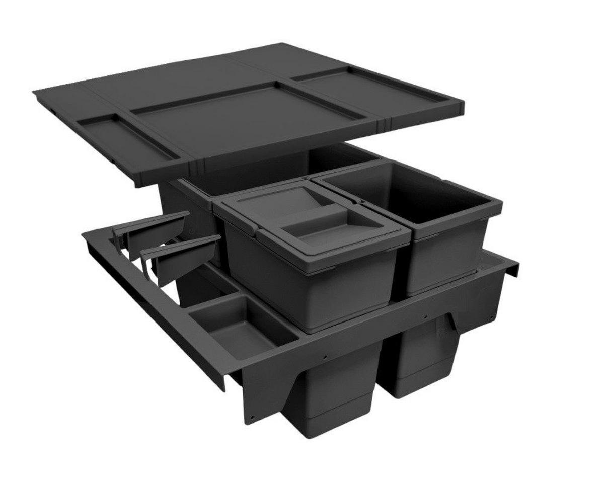 EINBAUABFALLSAMMLER 18 2X 8 l  Kunststoff  - Hellgrau, Basics, Kunststoff (40,7/34/49,1cm) - HKT