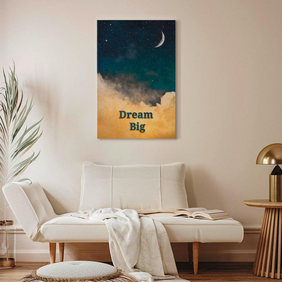 LEINWANDBILD Text, Nacht, Kinder 80/120/1,2 cm  - Sandfarben/Dunkelblau, Basics, Holz/Textil (80/120/1,2cm) - artgeist