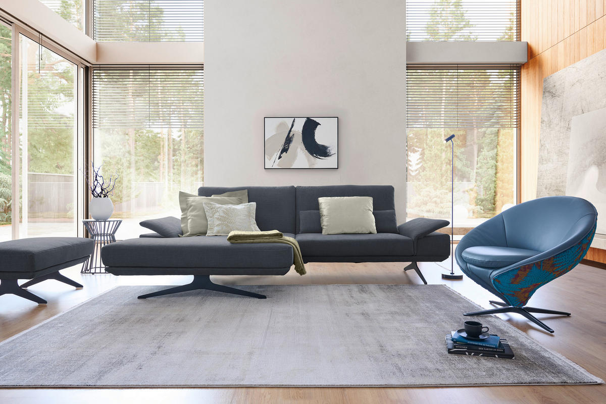 ECKSOFA in Flachgewebe Dunkelgrau  - Dunkelgrau/Schwarz, Design, Textil/Metall (155/284cm) - Koinor