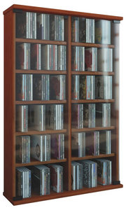 CD Regal in Kirschbaumfarben mit Türen aus Glas CD Regal in Kirschbaumfarben mit Türen aus Glas