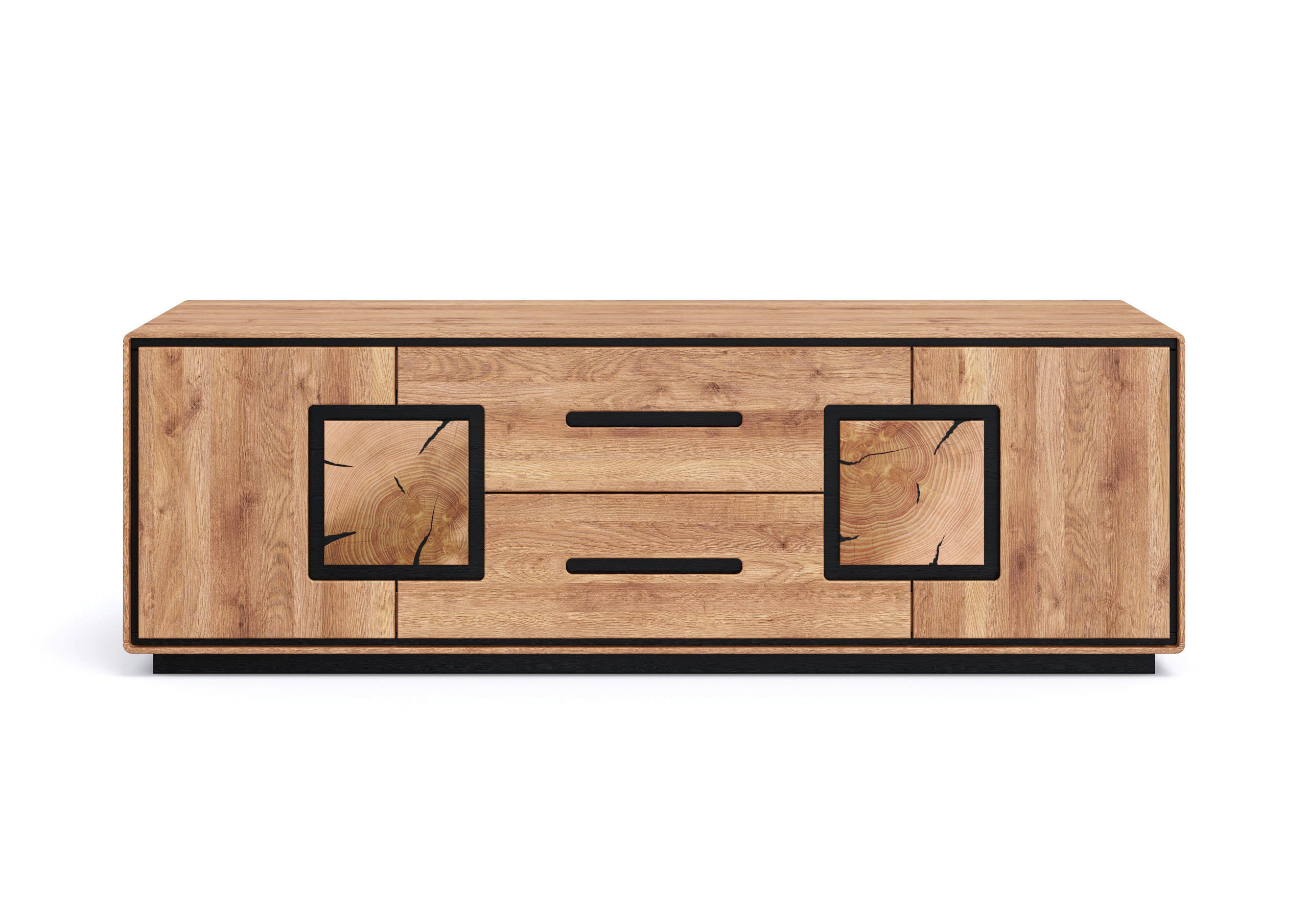 Livetastic Tv-Element Schwarz, Wildeiche 166x54x55 cm